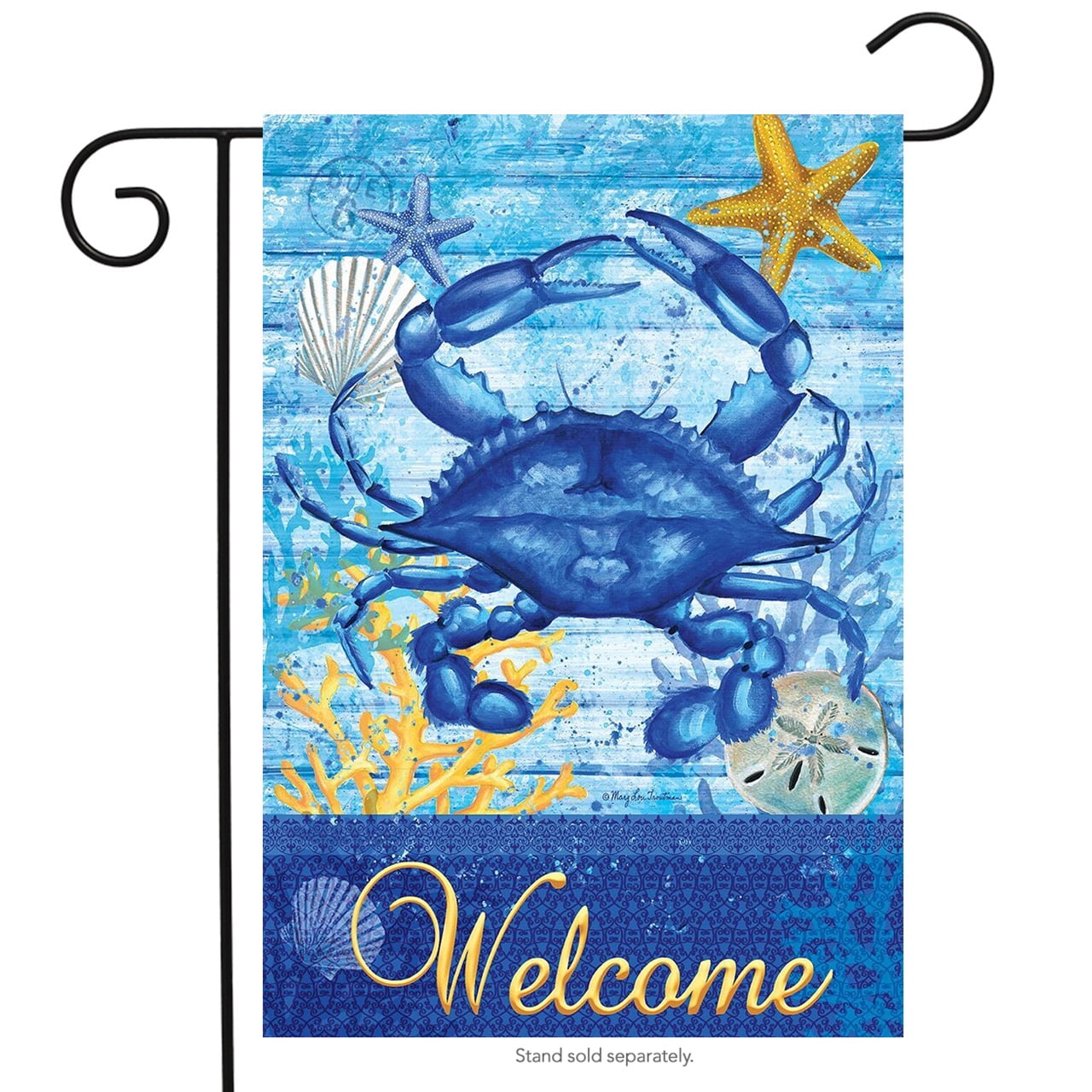 Blue Crab Welcome Summer Garden Flag Nautical Starfish Seashell 12 5 X