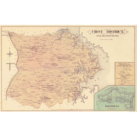 Anne Arundel First District Maryland - Hopkins 1878 - 36.25 x 23
