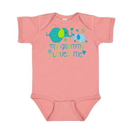 Inktastic My Grammy Loves Me- Cute Elephants Gift Baby Boy or Baby Girl Bodysuit