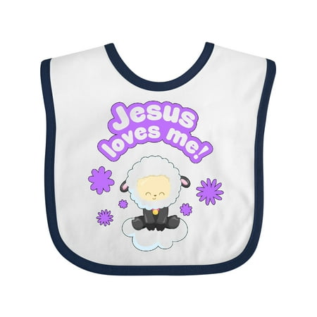 Inktastic Jesus Loves Me Cute Lamb and Flowers Gift Baby Boy or Baby Girl Bib