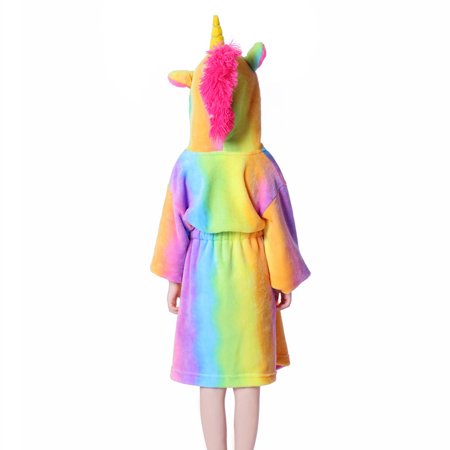 Girls Soft Cosy Cartoon Unicorn Dressing Gown Pyjamas Sleepwear Ages 2-13 Years