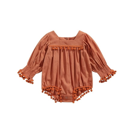 Suanret Lovely Kids Baby Girls Autumn Jumpsuits Outfits Solid Ruffles Tassels Long Sleeve Button Rompers Orange 0-6 Months
Suanret Lovely Kids Baby Girls Autumn Jumpsuits Outfits Solid Ruffles Tassels Long Sleeve Button Rompers Orange 0-6 Months