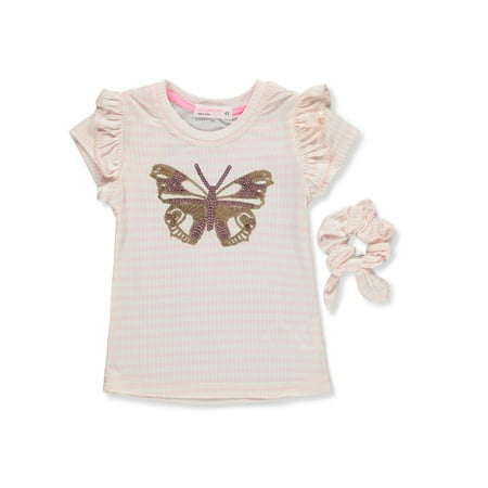 Young Hearts Girls 2-Piece Scrunchie T-Shirt Set - light pink 4t (Toddler)
