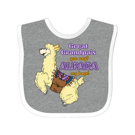 Inktastic Cute Jumping Alpaca-Great Grandpa s You Say ALPACA my bags! Gift Baby Boy or Baby Girl Bib
Inktastic Cute Jumping Alpaca-Great Grandpa s You Say ALPACA my bags! Gift Baby Boy or Baby Girl Bib