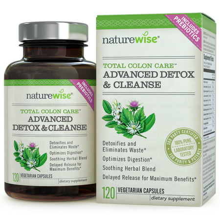 NatureWise Total Colon Care Advanced Detox & Cleanse with Digestive Enzymes and Prebiotics for Colon Health & Weight Management, 120-ct