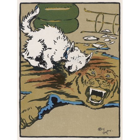 Towser The Dog Fights A Tiger Rug Poster Print By Mary Evans Picture Library