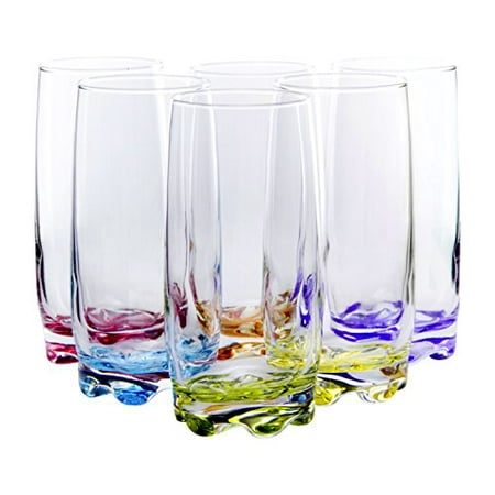 Vibrant Splash Water/Beverage Highball Glasses 13.25 Ounce - Set of 6