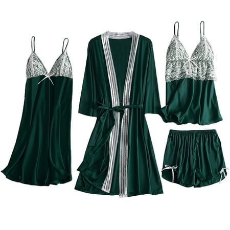 Lingerie For Women Crotchless 4Pc Satin Camisole Bowknot Shorts Night Robe Pajamas Romper Sleepwear Green XXXL
Lingerie For Women Crotchless 4Pc Satin Camisole Bowknot Shorts Night Robe Pajamas Romper Sleepwear Green XXXL