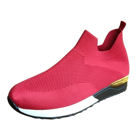 TOYFUNNY Womens Flyknit Mesh Breathable Soft Sole Running Sneakers