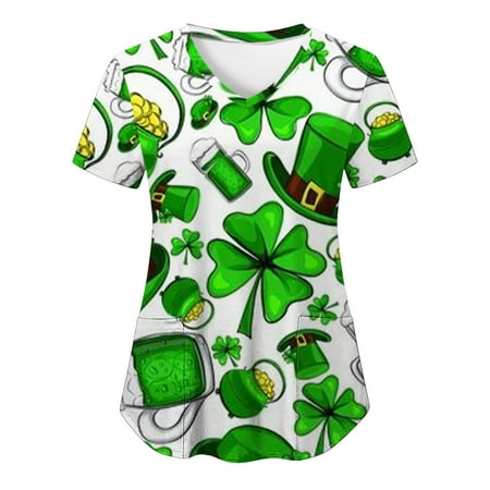 St. Patrick s Day Scrub Tops for Women Short Sleeve V Neck Shamrock Graphics Nurse Uniform Shirts with Pocket
St. Patrick s Day Scrub Tops for Women Short Sleeve V Neck Shamrock Graphics Nurse Uniform Shirts with Pocket