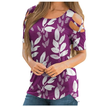 Women Casual Print Splice Cross Strap Short Sleeve T Shirt Round Neck Blouse Loose Top Womens Cold Gear Long Sleeve Space Sport Top Women Womens Shirt Long Sleeve T Shirt Women under Scrubs Work
Women Casual Print Splice Cross Strap Short Sleeve T Shirt Round Neck Blouse Loose Top Womens Cold Gear Long Sleeve Space Sport Top Women Womens Shirt Long Sleeve T Shirt Women under Scrubs Work