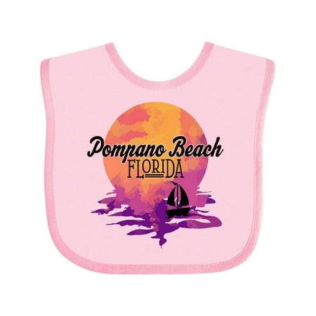 Inktastic Pompano Beach Florida Vacation Sunset Gift Baby Boy or Baby Girl Bib