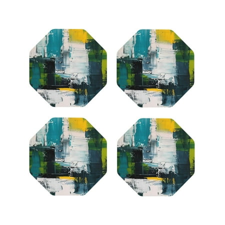 Fuzoiu Abstract Brushstrokes Green Blue Print Leather Coasters Set Drink Coasters Set of 4 for Tabletop Protection Durable PVC Coasters Home Décor and Housewarming Gift-Octagon
Fuzoiu Abstract Brushstrokes Green Blue Print Leather Coasters Set Drink Coasters Set of 4 for Tabletop Protection Durable PVC Coasters Home Décor and Housewarming Gift-Octagon