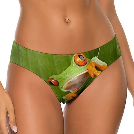 

Red Eyed Tree Frog Peeping Curiously Women s Thongs Sexy T Back G-Strings Panties Underwear Panty
