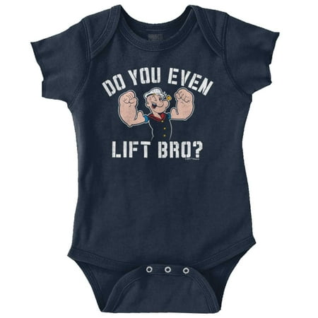 

Do You Even Lift Bro Popeye Sailor Romper Boys or Girls Infant Baby Brisco Brands NB