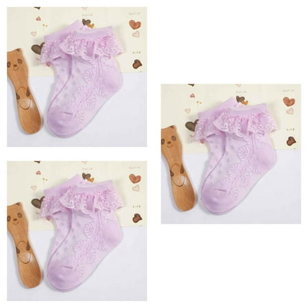 

3pcs Cute Baby Infant Lace Sock Girls Tiny Newborn Spanish Knitted Cotton Blend Ankle Socks