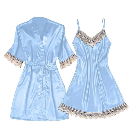 KDDYLITQ Women Pajama Set Soft with Robe Sleepwear Chemise Plus Size 2 Piece PJ Sets Loungewear Light Blue M
KDDYLITQ Women Pajama Set Soft with Robe Sleepwear Chemise Plus Size 2 Piece PJ Sets Loungewear Light Blue M