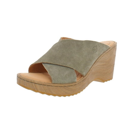 Born Womens Nora Suede Open Toe Slide Sandals