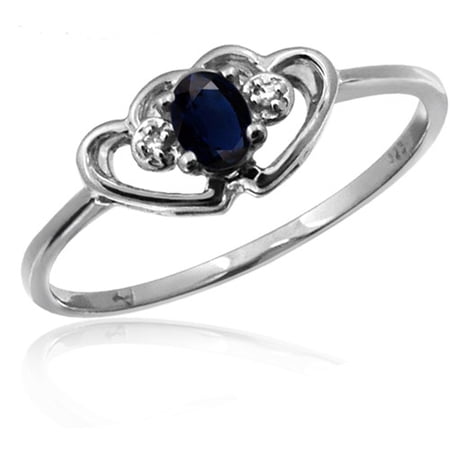 JewelersClub 0.23 Carat T.G.W. Sapphire Gemstone and Accent White Diamond Ring