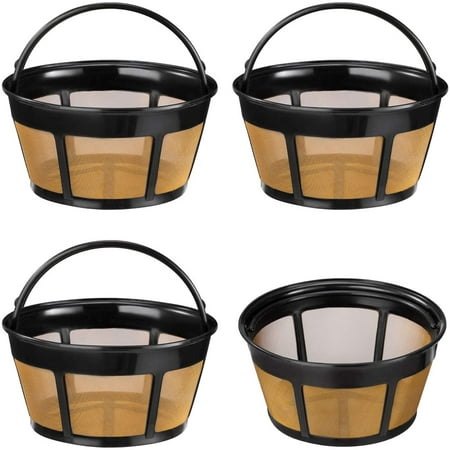 

Reusable Coffee Filter 4 Pack Basket Coffee Filters 8-12 Cup Replacement Coffee Filter with Stainless Steel Mesh Bottom for Mr. Coffee and Black & Decker Coffee Makers and Brewers