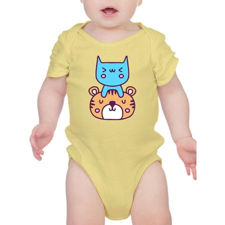 Cute Cat And Tiger Bodysuit Infant -Image by Shutterstock 12 Months