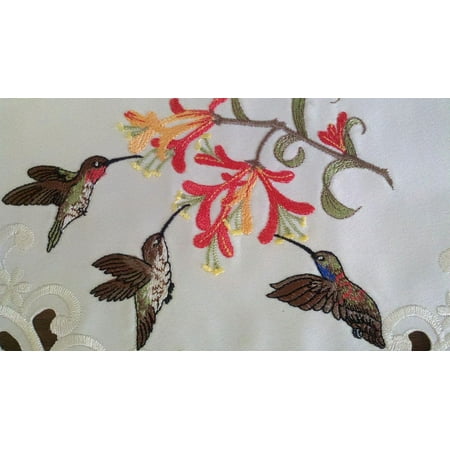 Tablecloth Or Table Topper Square Embroidered With Hummingbirds On Ivory Material Size 34 Inches
Tablecloth Or Table Topper Square Embroidered With Hummingbirds On Ivory Material Size 34 Inches