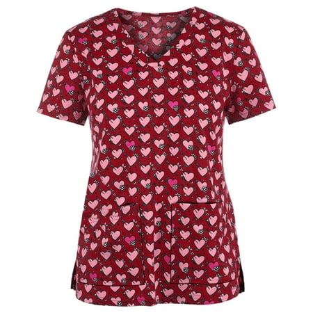 Women Scrub_Top Working Uniform Blouse Short Sleeve V-Neck Workwear T-Shirt with Pocket Comfy Tops S
Women Scrub_Top Working Uniform Blouse Short Sleeve V-Neck Workwear T-Shirt with Pocket Comfy Tops S