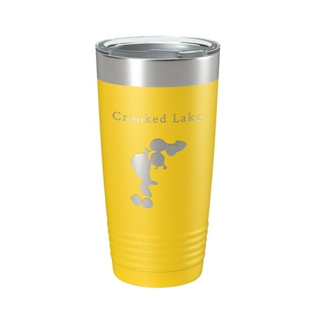 

Crooked Lake Map Tumbler Travel Mug Insulated Laser Engraved Coffee Cup Florida 20 oz Yellow