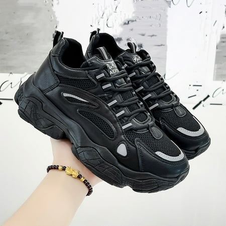 Women‘s Casual Sneakers Thick Sole Mesh Non Slip Sports Shoes Low Top Lace-up Sneakers