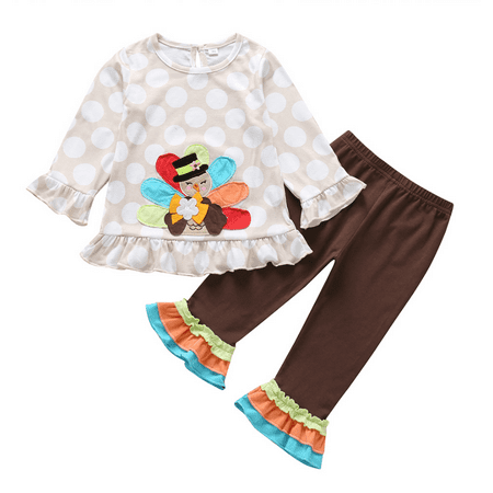 Baby Girls Thanksgiving Day Outfits Long Sleeve Turkey Ruffle Top and Flare Pant Set
Baby Girls Thanksgiving Day Outfits Long Sleeve Turkey Ruffle Top and Flare Pant Set