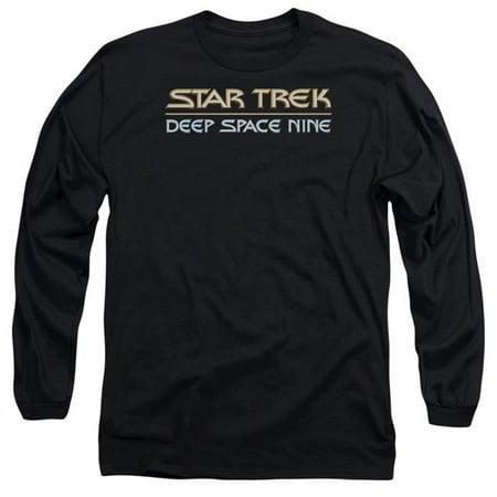 Star Trek & Deep Space Nine Logo-Long Sleeve Adult 18-1 Tee, Black - 2X