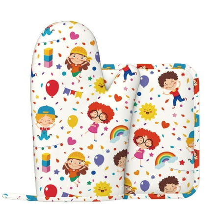 Childrens party Oven Mitts and Pot Holders Sets with 1 Non-Slip Left Silicone Oven Mitts and 1 Heatproof Insulated Hot Pads for Kitchen Use in Cooking Baking Grilling
Childrens party Oven Mitts and Pot Holders Sets with 1 Non-Slip Left Silicone Oven Mitts and 1 Heatproof Insulated Hot Pads for Kitchen Use in Cooking Baking Grilling