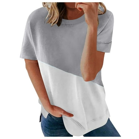 Women s Casual Fashion Short-Sleeved Stitching Round Neck Pullover Thin T-shirt Ladies Gray Tops under Scrub Women Long Sleeve Shirts
Women s Casual Fashion Short-Sleeved Stitching Round Neck Pullover Thin T-shirt Ladies Gray Tops under Scrub Women Long Sleeve Shirts