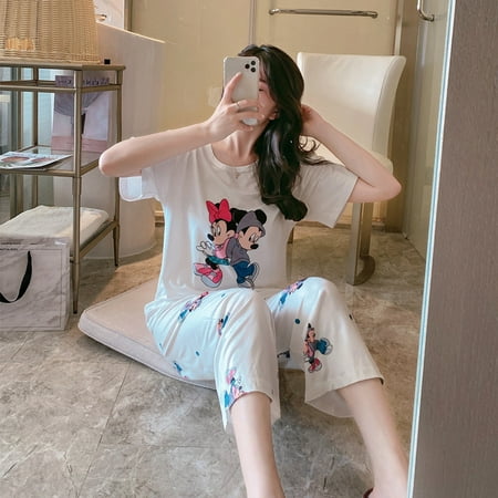 New Homewear Short Sleeve Pajamas Set Cute Leisure Women Sleepwear 2Pcs Nightwear for Women Nightwear Long Loose Waist Pant
New Homewear Short Sleeve Pajamas Set Cute Leisure Women Sleepwear 2Pcs Nightwear for Women Nightwear Long Loose Waist Pant