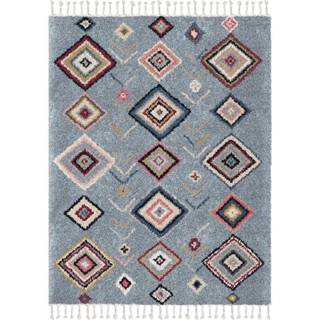 Adderley Wellford Area Rugs - 8009 Contemporary Blue Diamonds Blocks Repeat Cubes Rug