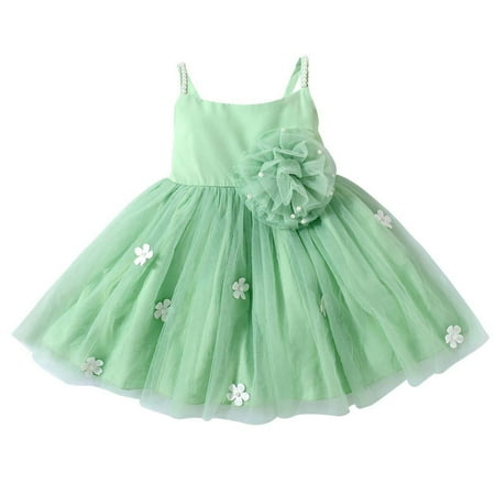 Tengma Toddler Girls Dresses Summer Dress Suspender Flower Pearl Mesh Dress Princess Dress Outwear Fashion Princess Dresses Green 90
Tengma Toddler Girls Dresses Summer Dress Suspender Flower Pearl Mesh Dress Princess Dress Outwear Fashion Princess Dresses Green 90