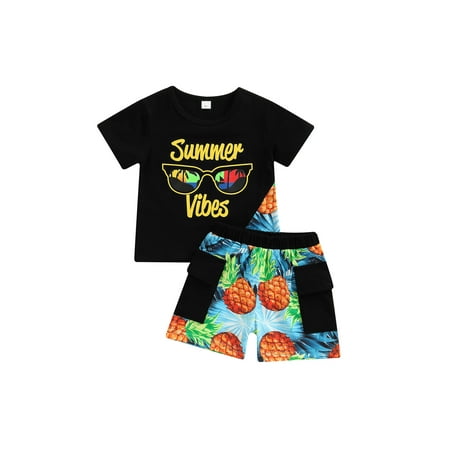 Suanret Toddler Baby Boys Summer 2Pcs Outfits Sets Short Sleeve Letter Print T-shirts+Pineapple Shorts Outfits Black 4-5 Years
Suanret Toddler Baby Boys Summer 2Pcs Outfits Sets Short Sleeve Letter Print T-shirts+Pineapple Shorts Outfits Black 4-5 Years