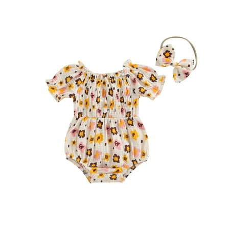 Bagilaanoe Newborn Baby Girl Rompers Flower Print Short Sleeve Bodysuit + Headband 6M 12M 18M 24M Infant Summer One Piece Jumpsuit
Bagilaanoe Newborn Baby Girl Rompers Flower Print Short Sleeve Bodysuit + Headband 6M 12M 18M 24M Infant Summer One Piece Jumpsuit