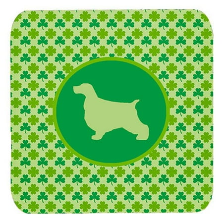 English Cocker Spaniel Lucky Shamrock Foam Coasters Set Of 4