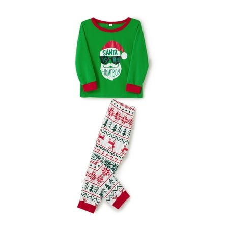 XBTCLXEBCO Christmas Family Matching Pajama Sets O-Neck Long Sleeve Tops+ Long Pants
