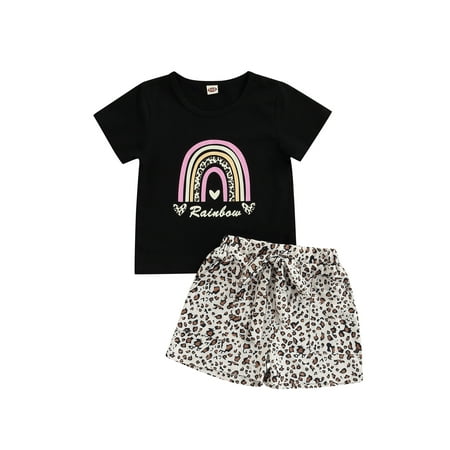 Canrulo Baby Girl Summer Clothes Sets 2pcs Rainbow Printed Short Sleeve T-shirt Leopard Waist Shorts Clothing Black 3-4 Years
Canrulo Baby Girl Summer Clothes Sets 2pcs Rainbow Printed Short Sleeve T-shirt Leopard Waist Shorts Clothing Black 3-4 Years