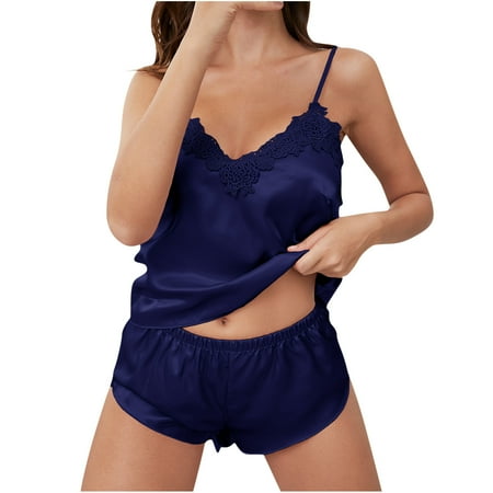 Womens Summer Silk Satin Pajamas Sets Sexy 2 Piece Lace Spaghetti Strap Cami Tops and Shorts Lingerie Set Sleepwear
Womens Summer Silk Satin Pajamas Sets Sexy 2 Piece Lace Spaghetti Strap Cami Tops and Shorts Lingerie Set Sleepwear