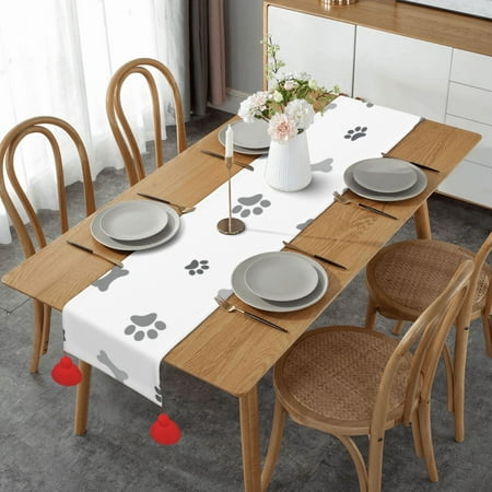 Dog Paws Dog Bone Table Runner Imitation Linen Table Runner With Red Tassels For Party And Dining Room 14 x 60
Dog Paws Dog Bone Table Runner Imitation Linen Table Runner With Red Tassels For Party And Dining Room 14 x 60