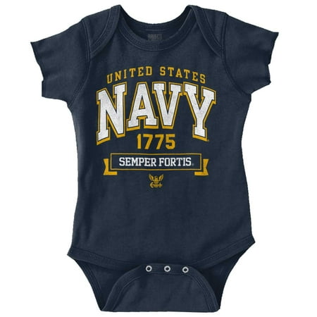 United States Navy Semper Fortis 1775 Romper Boys or Girls Infant Baby Brisco Brands NB
United States Navy Semper Fortis 1775 Romper Boys or Girls Infant Baby Brisco Brands NB
