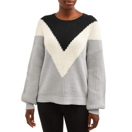 Time and Tru Women's Chevron Shaker Pullover