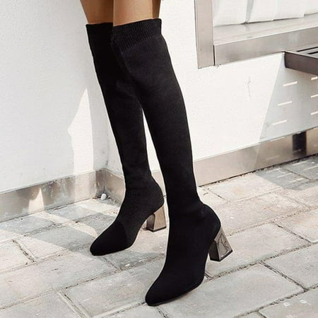 TALKVE Women Over Knee Boots Autumn And Winter Comfortable Fashion Pointed Toe Square Heel Stretch Knit Solid Color Slip On
TALKVE Women Over Knee Boots Autumn And Winter Comfortable Fashion Pointed Toe Square Heel Stretch Knit Solid Color Slip On