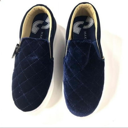 Gaby Navy Blue Velvet Sneaker Flats