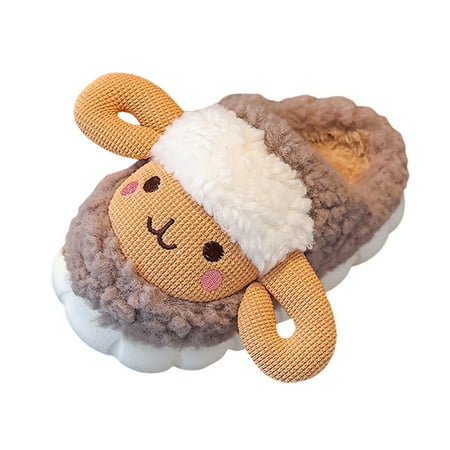Vedolay Toddler Slippers Girl Boy House Shoes Winter Baby Cozy Walking Shoes Coffee 30