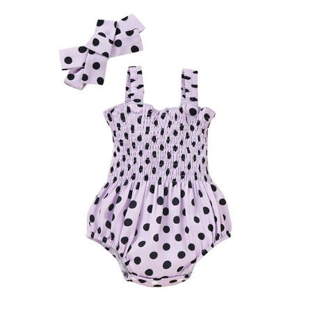 Eyicmarn Baby Girls 2Pcs Summer Outfits Sleeveless Dots Print Shirred Romper + Headband Set
Eyicmarn Baby Girls 2Pcs Summer Outfits Sleeveless Dots Print Shirred Romper + Headband Set
