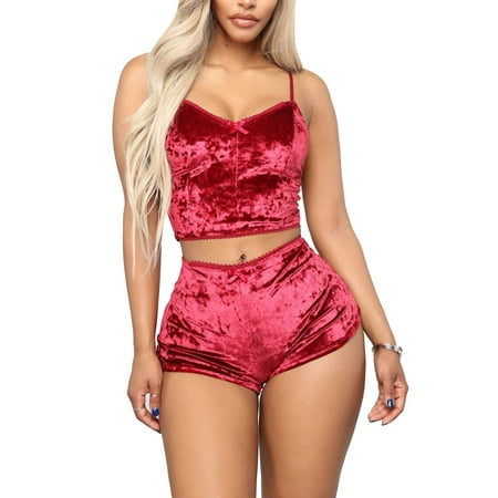 XIAXAIXU Womens 2Pcs Lingerie Velvet V Neck Pajamas Set Sleepwear Chemise Shorts Nightwear Rose red S
XIAXAIXU Womens 2Pcs Lingerie Velvet V Neck Pajamas Set Sleepwear Chemise Shorts Nightwear Rose red S